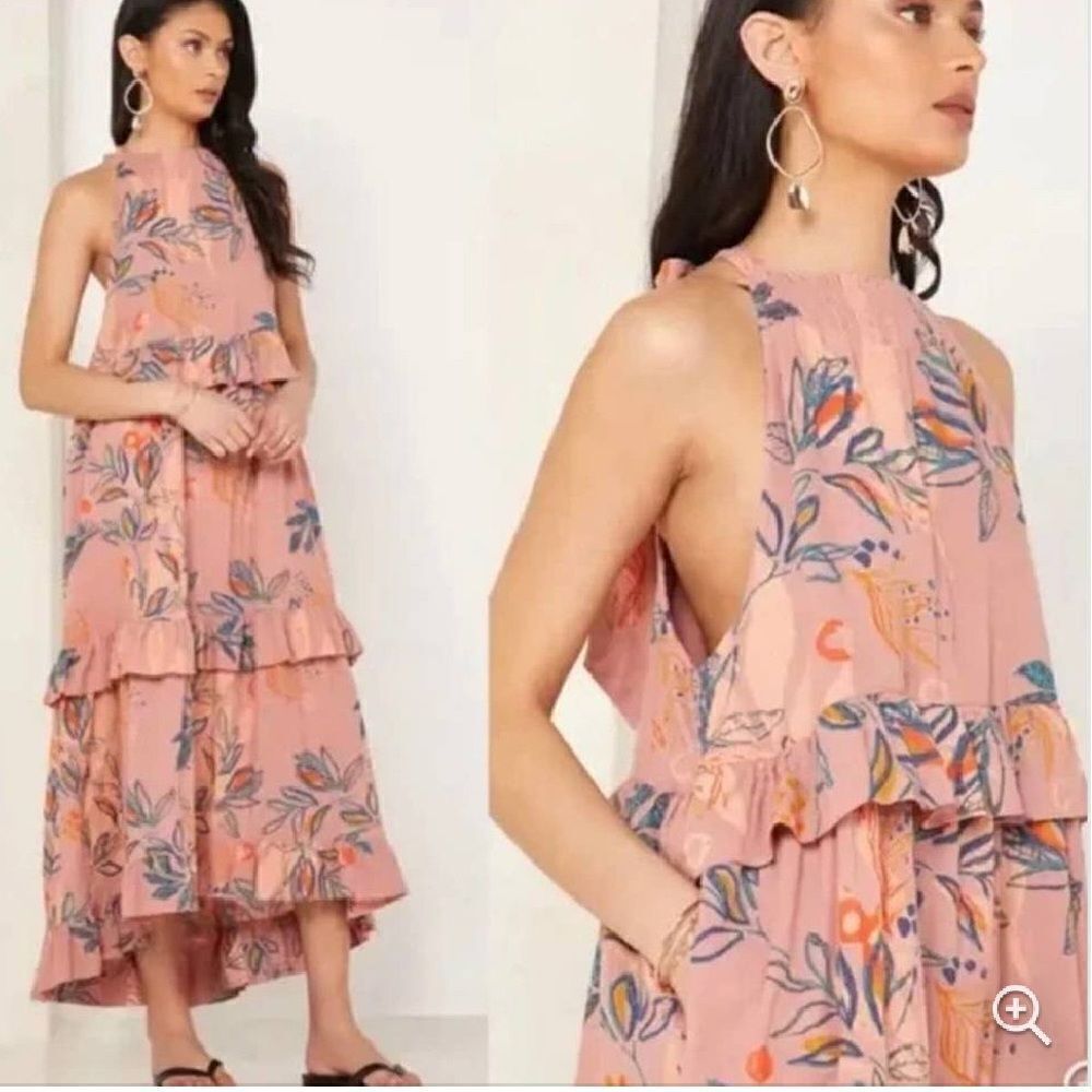 Free People Anita Ruffle Maxi Dress in Desert Rose M - Picture 9 of 9